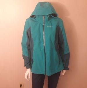 Eddie Bauer rain jacket women M green zip up